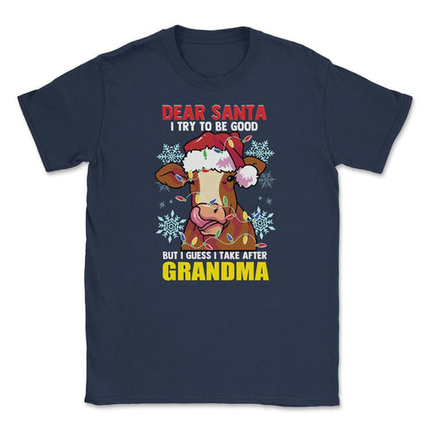 Dear Santa I tried to be good but I take after my Grandma design - Navy