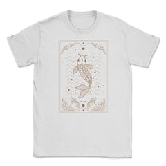 Koi Fish Tarot Card With Clouds And Stars Line Art print Unisex - White