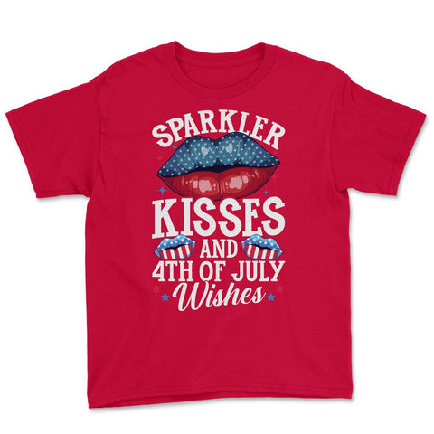Sparkler Kisses and 4th of July Wishes for Independence Day print - Red