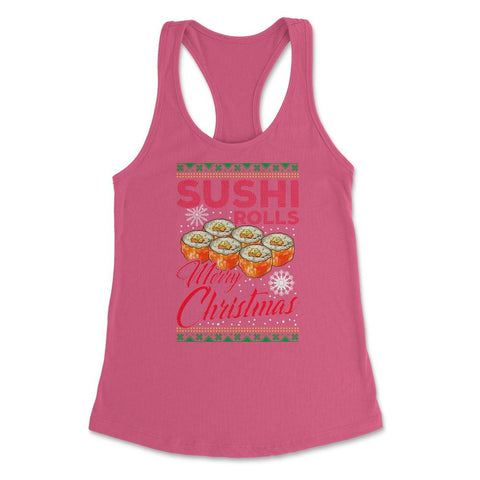 Sushi Ugly Christmas Sweater Style Funny Humor Women's Racerback Tank