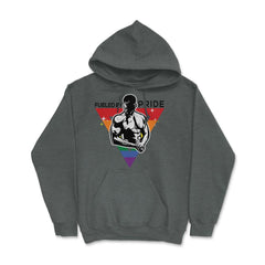 Fueled by Pride Gay Pride Guy in Rainbow Triangle2 Gift design Hoodie - Dark Grey Heather