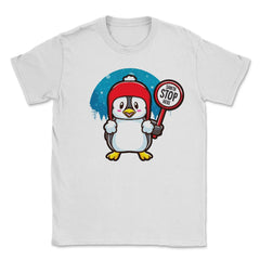 Penguin Christmas Funny Santa Stops Here design Unisex T-Shirt - White