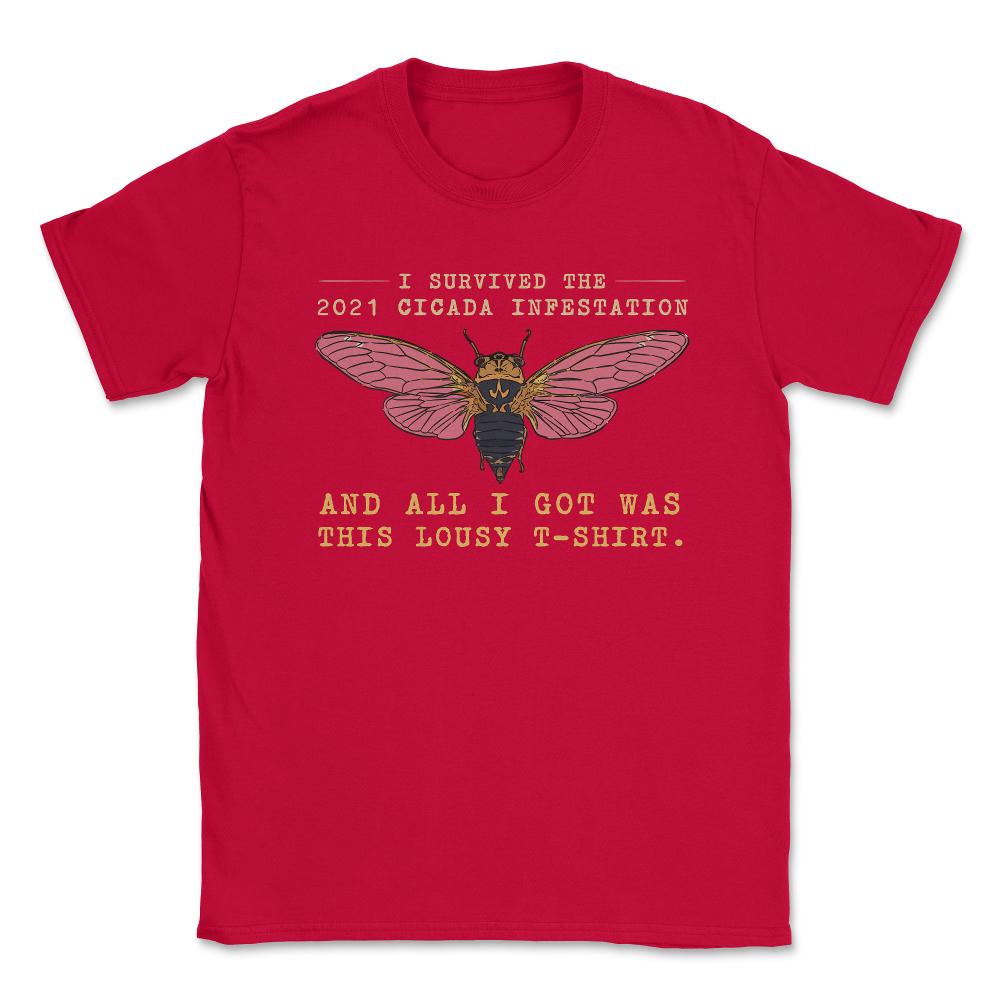 I Survived the 2021 Cicada Infestation Funny Meme Theme graphic - Red