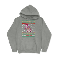 Christmas Kawaii Axolotl Merry Axolotlmas Funny Ugly Xmas print Hoodie - Grey Heather