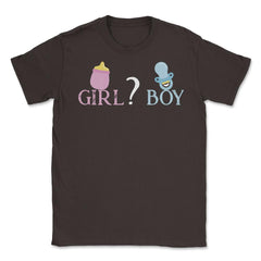 Funny Girl Boy Baby Gender Reveal Announcement Party print Unisex - Brown