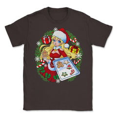 Anime Christmas Santa Girl with Xmas Cookies Cosplay Funny print - Brown