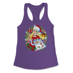 Anime Christmas Santa Girl with Xmas Cookies Cosplay Funny print - Purple