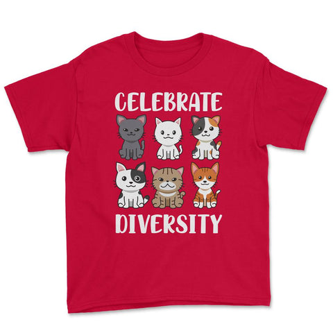 Funny Celebrate Diversity Cat Breeds Owner Of Cats Pets graphic Youth - Red