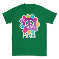 Peace Sign Flower Colorful Peace Day Design design Unisex T-Shirt - Green