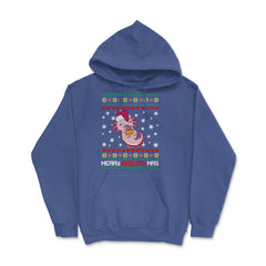 Christmas Kawaii Axolotl Merry Axolotlmas Funny Ugly Xmas print Hoodie - Royal Blue