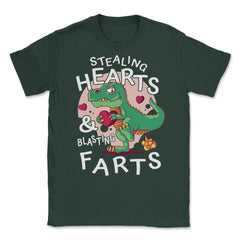 T-Rex Dinosaur Stealing Hearts and Blasting Farts product Unisex - Forest Green