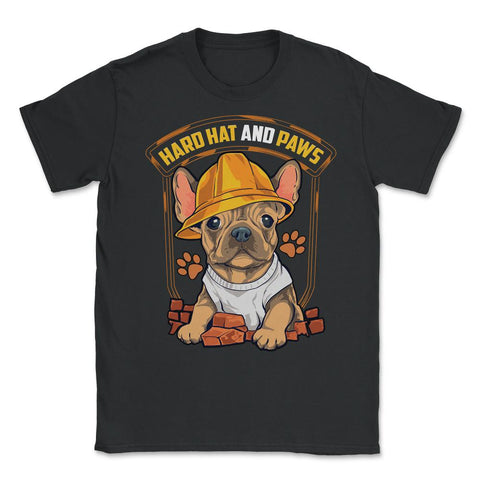 French Bulldog Construction Worker Hard Hat & Paws Frenchie graphic - Black