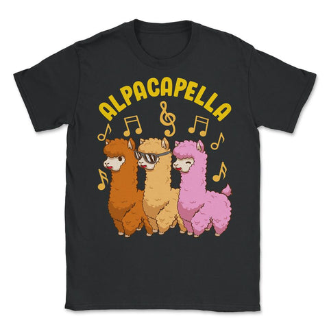 Alpacapella Funny Alpaca Pun Singing Llamas Acapella Meme design - Black