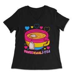 Pansexuali-Tea Funny Teacup LGBTQ+ Pansexual Pride print - Women's V-Neck Tee - Black