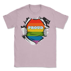 Rainbow Pride Flag Hero Gay design Unisex T-Shirt - Light Pink