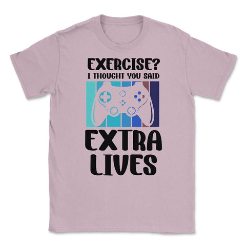 Funny Gamer Vintage Exercise Thought You Said Extra Lives graphic - Light Pink