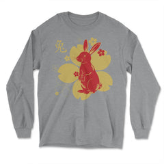 Chinese New Year of the Rabbit 2023 Symbol & Flowers product - Long Sleeve T-Shirt - Grey Heather