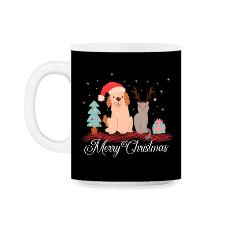 Merry Christmas Dog & Cat Funny T-Shirt Tee Gift 11oz Mug