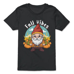 Fall Vibes Cute Gnome with Pumpkins Autumn Graphic design - Premium Youth Tee - Black