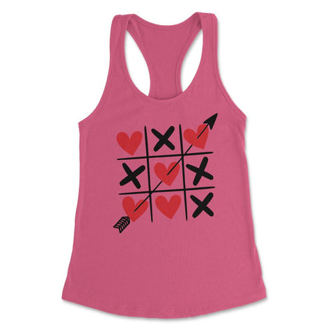 Tic Tac Toe Valentine's Day XOXO Hearts & Crosses design Women's - Hot Pink