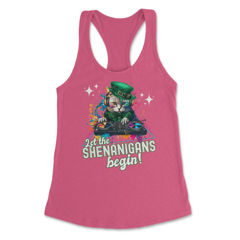 Let the Shenanigans Begin! DJ Cat Music St Patrick’s Humor design - Hot Pink