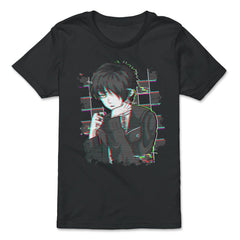 Emo Glitch Japanese Sad Anime Boy Glitchcore Emo graphic - Premium Youth Tee - Black