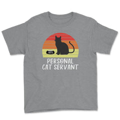 Funny Retro Vintage Cat Owner Humor Personal Cat Servant print Youth - Grey Heather