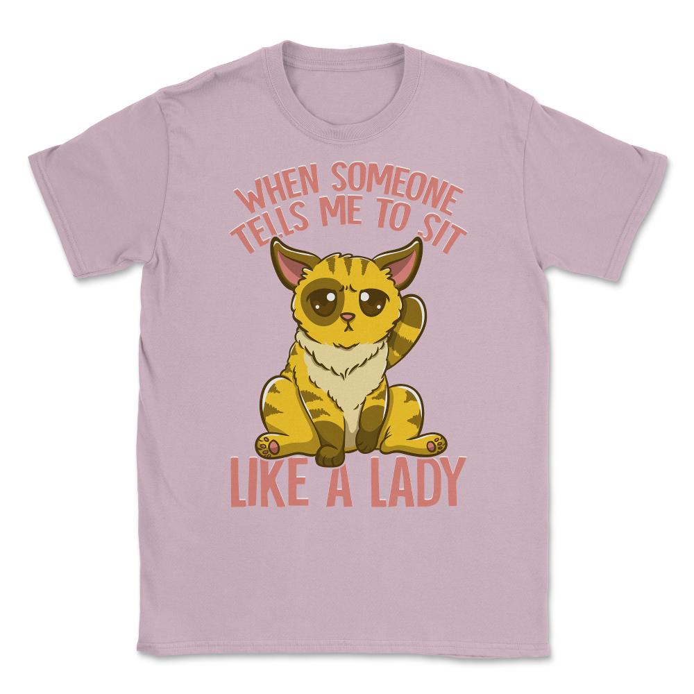 Cute & Funny Cat Sitting Like a Lady Design for Kitty Lovers product - Light Pink