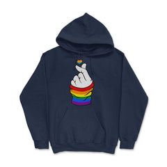 Gay Pride Flag K-Pop Love Hand Gift design Hoodie - Navy