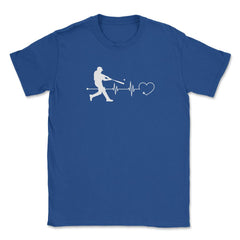 Baseball Lover Heartbeat Pitcher Batter Catcher Funny print Unisex - Royal Blue