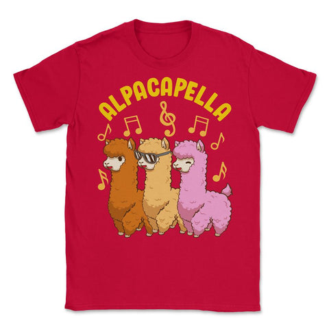 Alpacapella Funny Alpaca Pun Singing Llamas Acapella Meme design - Red