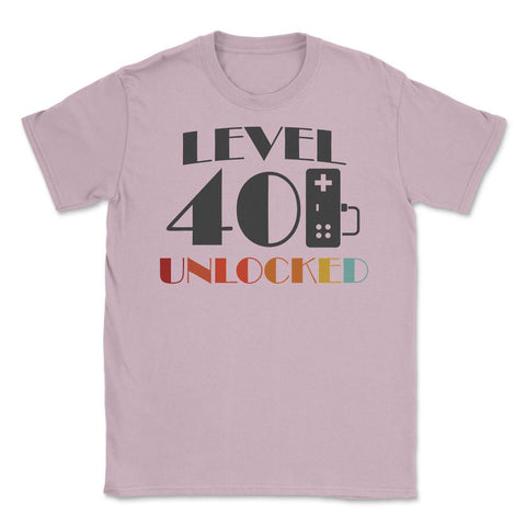 Funny 40th Birthday Gamer Level 40 Unlocked Vintage Style design - Light Pink