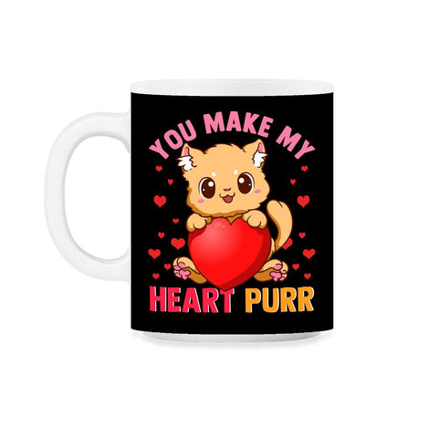 You Make My Heart Purr Kawaii Kitten Holding Heart graphic 11oz Mug