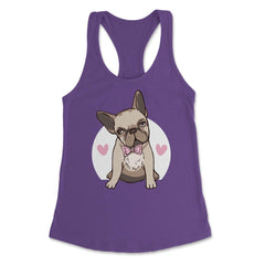 Cute French Bulldog With Hearts Bow Tie Frenchie Pet Owner design - Purple