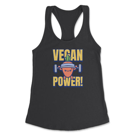 Vegan Power Carrot Character Funny Humor print Women's Racerback Tank