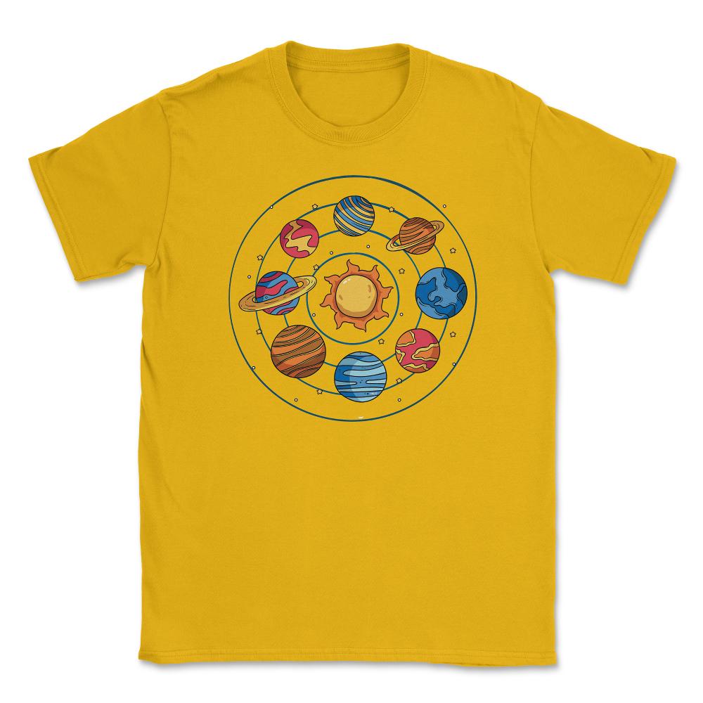Solar System Planets Funny Planets Pluto Included Gift graphic Unisex - Gold