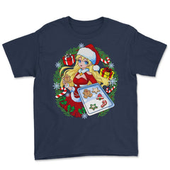 Anime Christmas Santa Girl with Xmas Cookies Cosplay Funny graphic - Navy