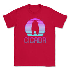 Retro Vintage Vaporwave Cicada Minimalist design Unisex T-Shirt - Red