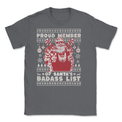 Ugly Christmas product Style Proud Member Santa Badass List print - Smoke Grey