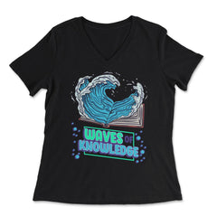 Waves of Knowledge Book Reading is Knowledge design - Women's V-Neck Tee - Black