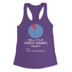 Funny Gamer Will I Play Video Games Today Pie Chart Humor graphic - Purple