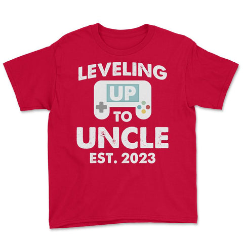 Funny Gamer Uncle Leveling Up To Uncle Est 2023 Gaming graphic Youth - Red