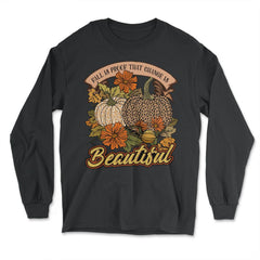 Fall Is Proof That Change Is Beautiful Leopard Pumpkin design - Long Sleeve T-Shirt - Black