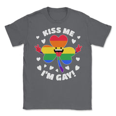 Kiss Me I'm Gay St Patrick’s Day Pride LGBT Hilarious design Unisex - Smoke Grey