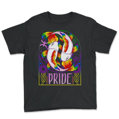 Gay Zodiac LGBTQ Zodiac Sign Pisces Rainbow Pride graphic - Youth Tee - Black