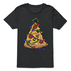 Christmas Pizza Tree Funny Pizza Lovers Pepperoni & Veggies graphic - Premium Youth Tee - Black