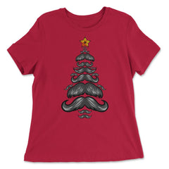 Christmas Tree Mustaches For Him Funny Matching Xmas product - Women's Relaxed Tee - Red