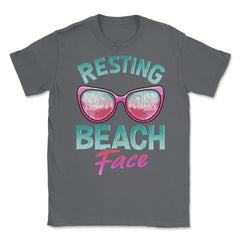 Resting Beach Face Summer Vacation Women print Unisex T-Shirt - Smoke Grey