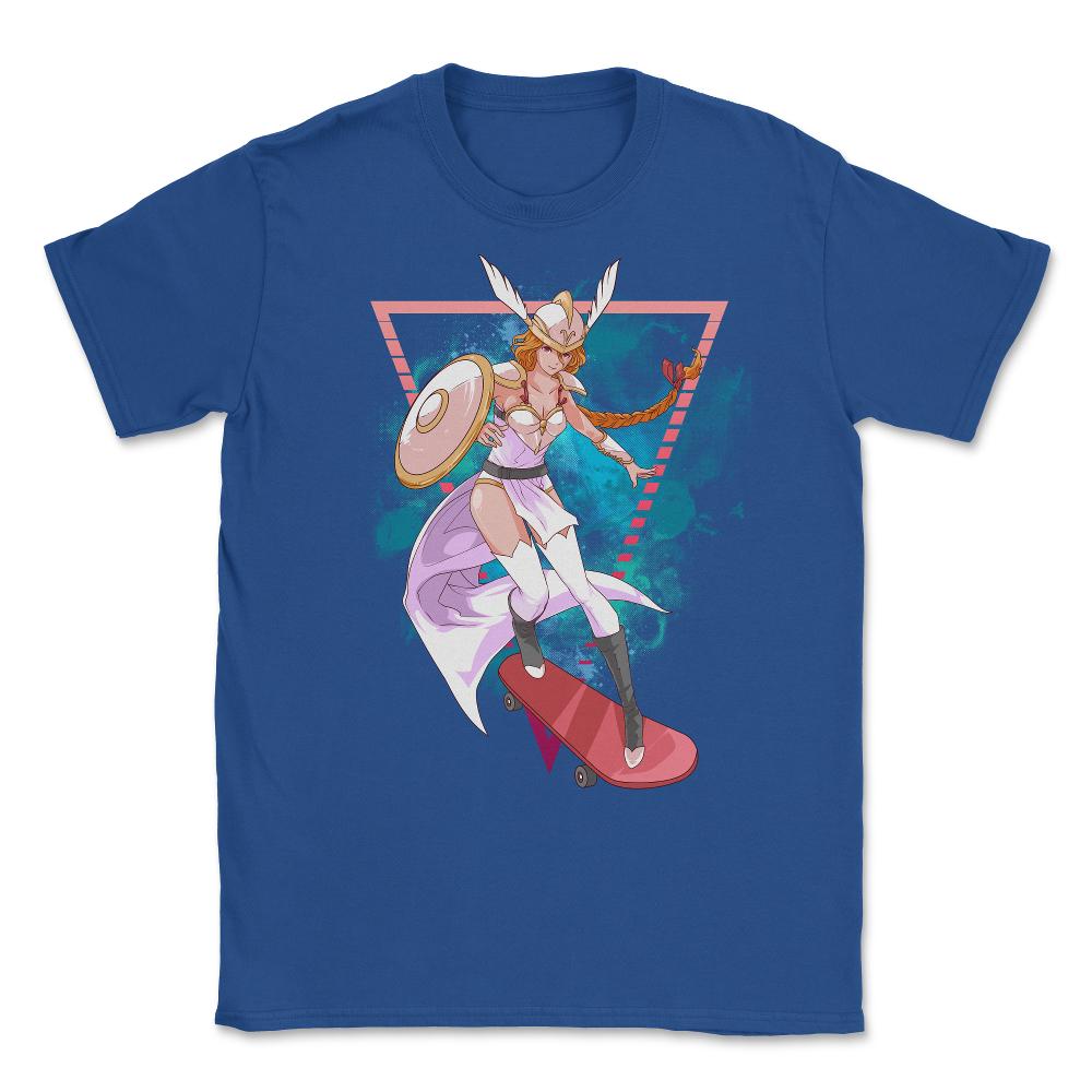 Valkyrie Skateboarding Anime Girl Norse Mythology Design graphic - Royal Blue