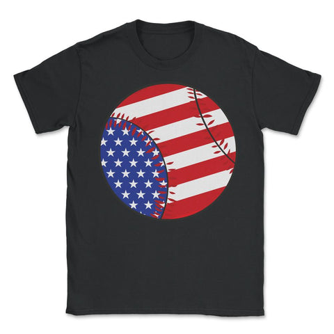 Baseball Lover Baseball Player Patriotic USA American Flag design - Unisex T-Shirt - Black